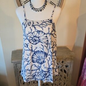 Nautical Blue and White Seashell Print Camisole